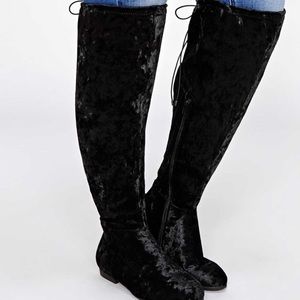 knee high crushed velvet boots 9W